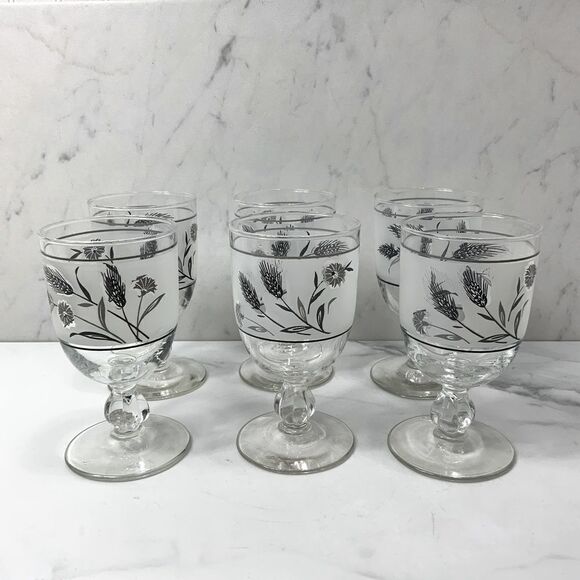 Set of 6 VINTAGE LIBBEY frosted goblets - Picture 1 of 5